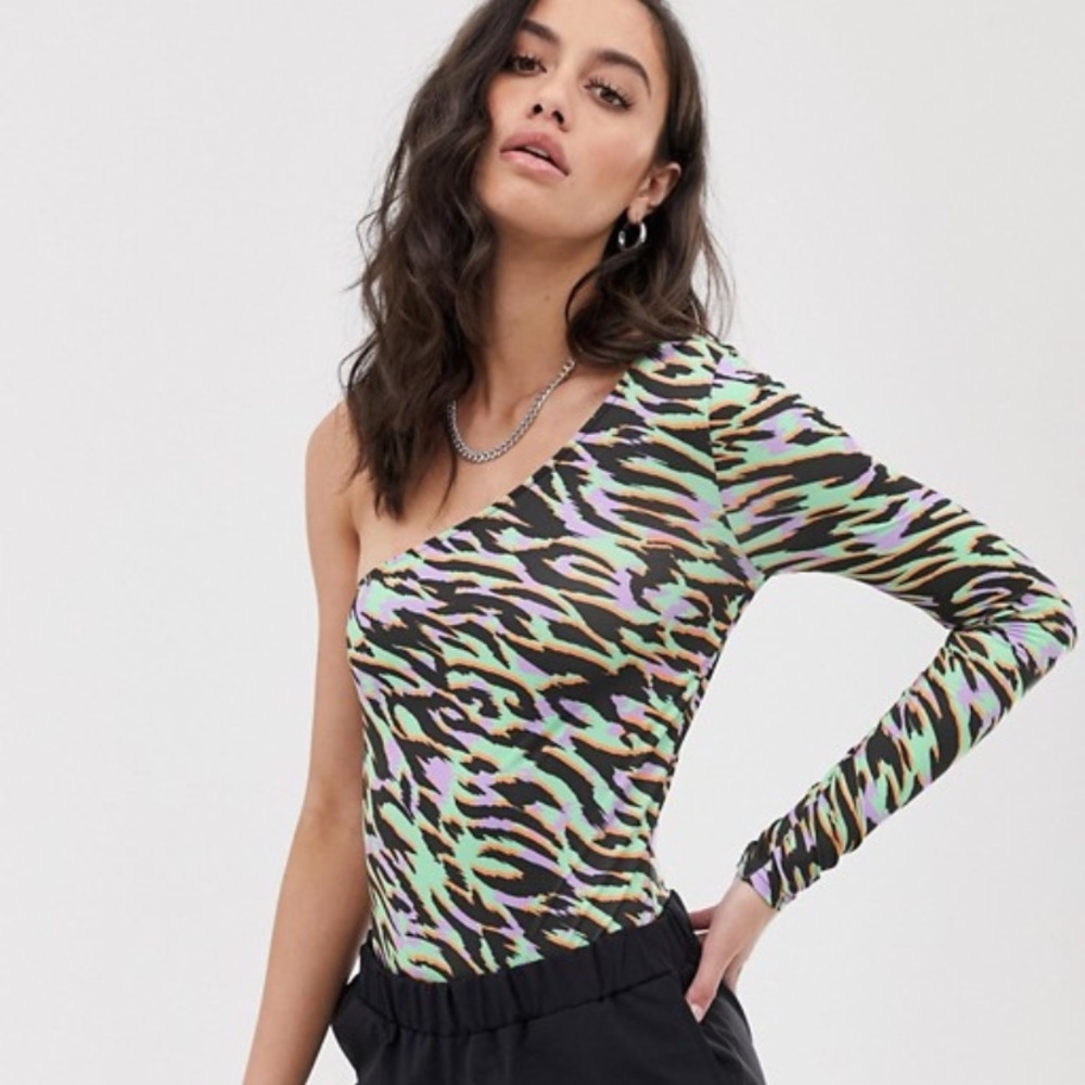 ASOS Printed One Sleeve Bodysuit